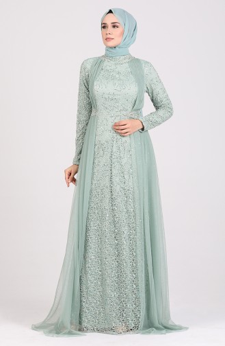 Unreife Mandelgrün Hijab-Abendkleider 5348-05