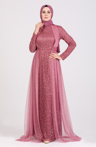 Beige-Rose Hijab-Abendkleider 5348-04