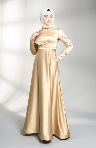 Satin Evening Dress 4832-01 Gold 4832-01