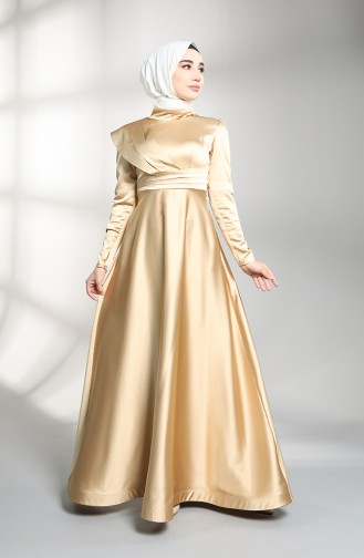 Satin Evening Dress 4832-01 Gold 4832-01