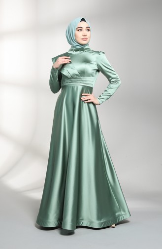 Green Almond Hijab Evening Dress 4832-08