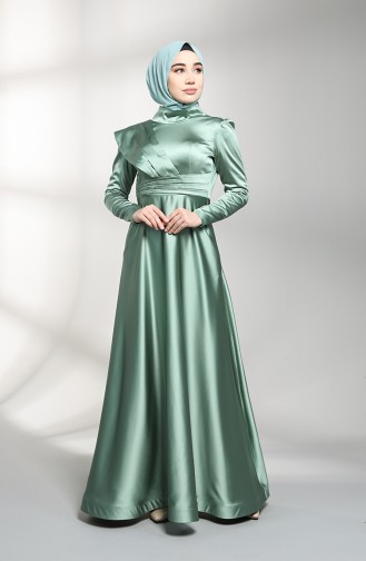 Green Almond Hijab Evening Dress 4832-08