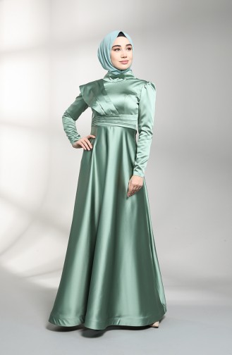 Green Almond Hijab Evening Dress 4832-08