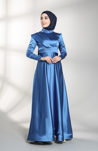 Dark Blue Hijab Evening Dress 4832-07