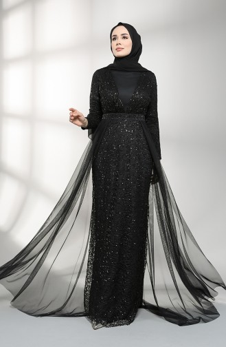 Sequined Evening Dress 5390-04 Black 5390-04