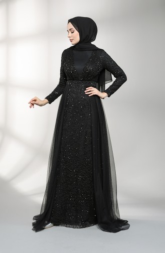 Sequined Evening Dress 5390-04 Black 5390-04