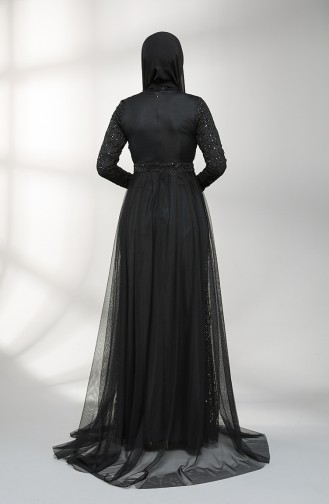 Black Hijab Evening Dress 5390-04