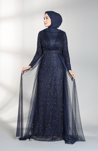 Dunkelblau Hijab-Abendkleider 5390-09