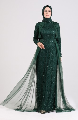 Silvery Evening Dress 5348-03 Emerald Green 5348-03