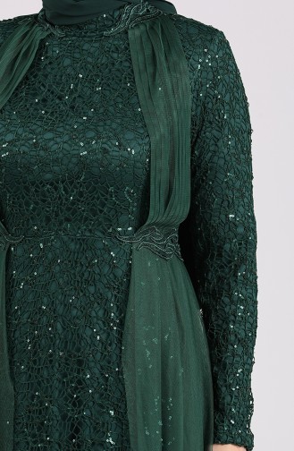 Silvery Evening Dress 5348-03 Emerald Green 5348-03