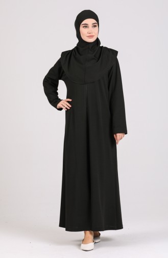 Fermuarlı Namaz Elbisesi 3000-02 Siyah