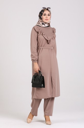 Ruffled Tunic Trousers Double Suit 0105-02 Mink 0105-02