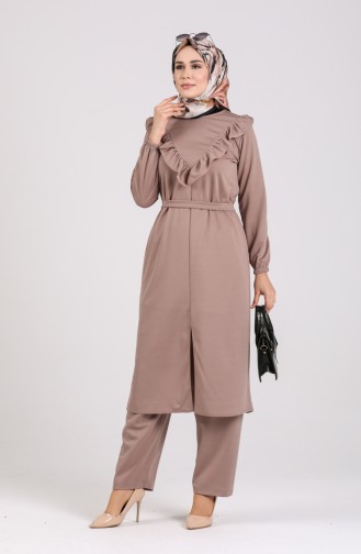 Ruffled Tunic Trousers Double Suit 0105-02 Mink 0105-02