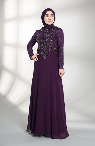 Glitter Lace Evening Dress 4709-01 Purple 4709-01
