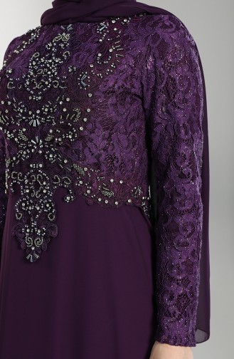 Glitter Lace Evening Dress 4709-01 Purple 4709-01