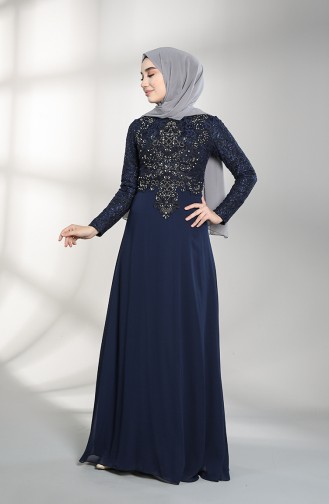 Habillé Hijab Bleu Marine 4709-02