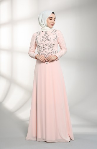 Lachsrosa Hijab-Abendkleider 4709-03