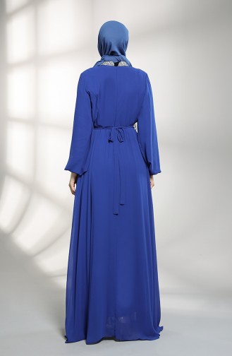 Saks-Blau Hijab-Abendkleider 5339-08