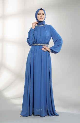 Indigo Hijab-Abendkleider 5339-09