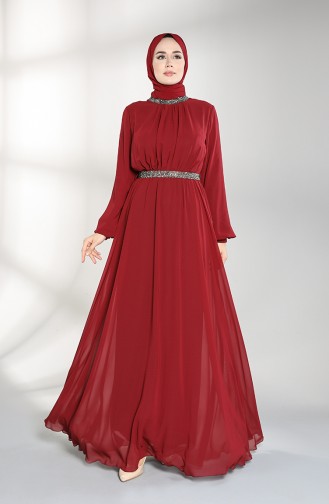 Weinrot Hijab-Abendkleider 5339-10