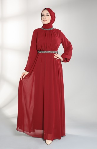 Weinrot Hijab-Abendkleider 5339-10