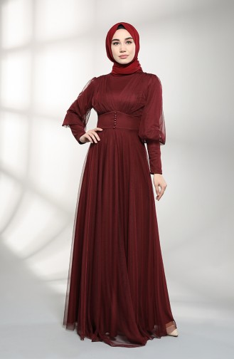 Weinrot Hijab-Abendkleider 5387-06