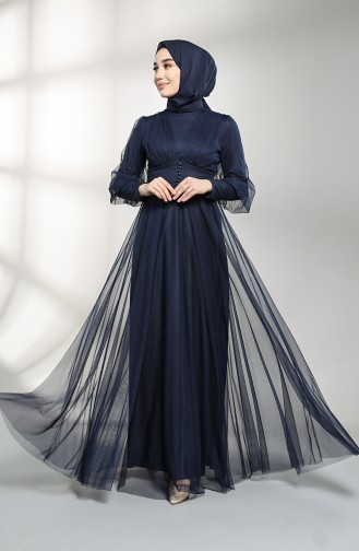 Dunkelblau Hijab-Abendkleider 5387-07