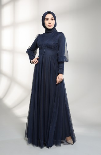 Dunkelblau Hijab-Abendkleider 5387-07