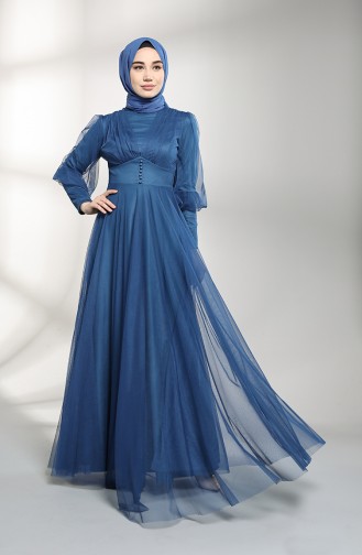 Indigo Hijab-Abendkleider 5387-12