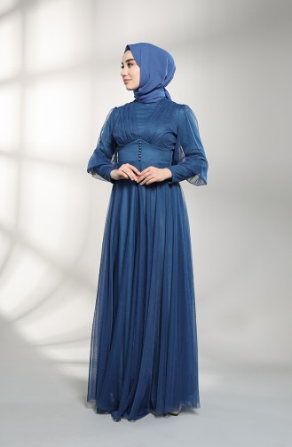 Indigo Hijab-Abendkleider 5387-12