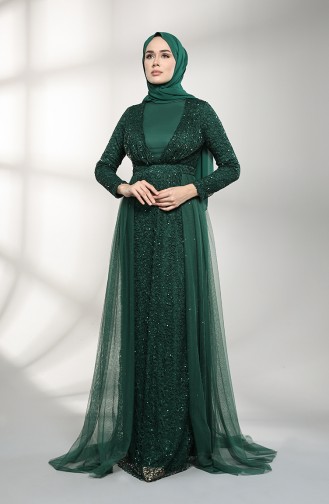 Sequined Evening Dress 5390-06 Emerald Green 5390-06