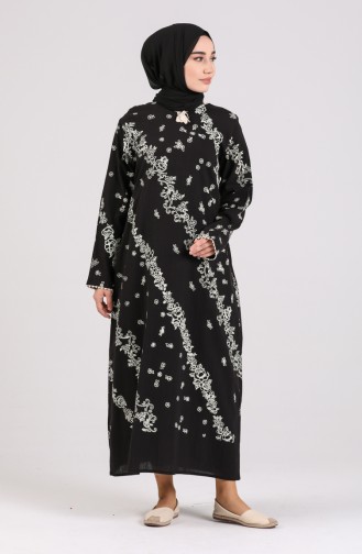 Schwarz Hijab Kleider 5858-03