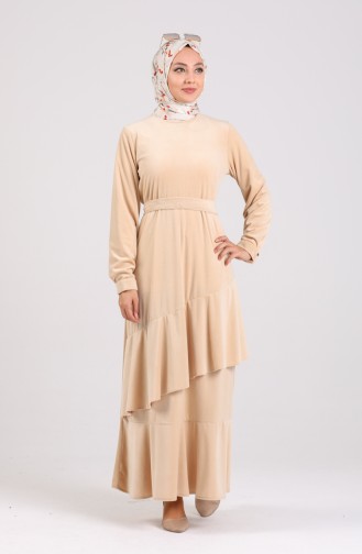 Beige Hijab Kleider 0107-01