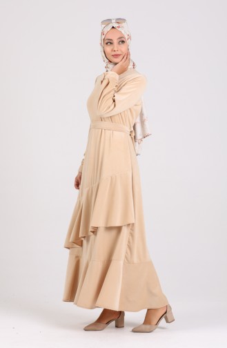 Beige Hijab Kleider 0107-01