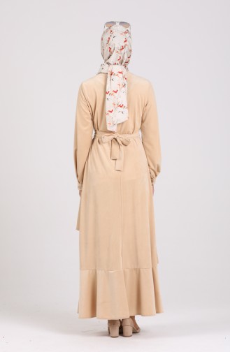 Velvet Fold Dress 0107-01 Beige 0107-01