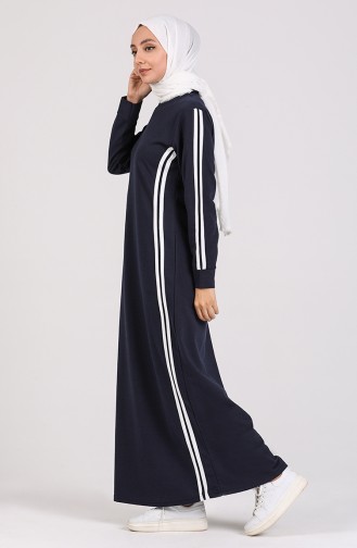 Striped Sports Dress 3500-02 Navy Blue 3500-02