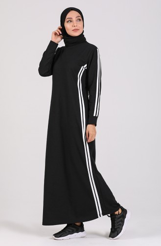 Schwarz Hijab Kleider 3500-03