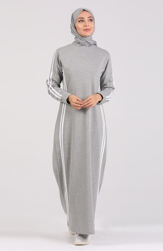 Grau Hijab Kleider 3500-04
