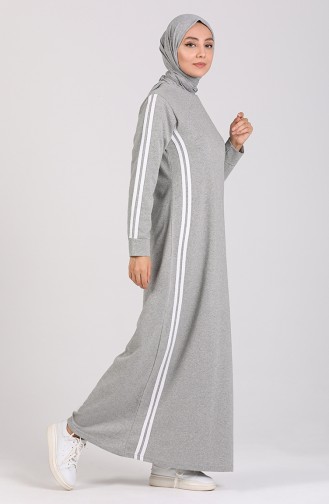 Grau Hijab Kleider 3500-04
