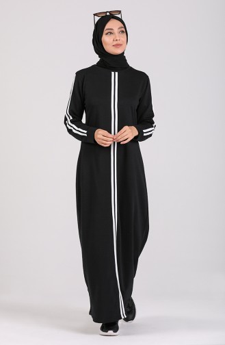 Şeritli Spor Elbise 3600-03 Siyah