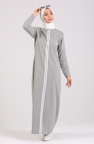 Grau Hijab Kleider 3600-04