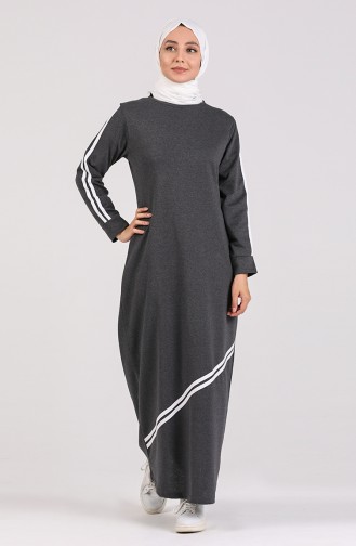 Rauchgrau Hijab Kleider 3700-01