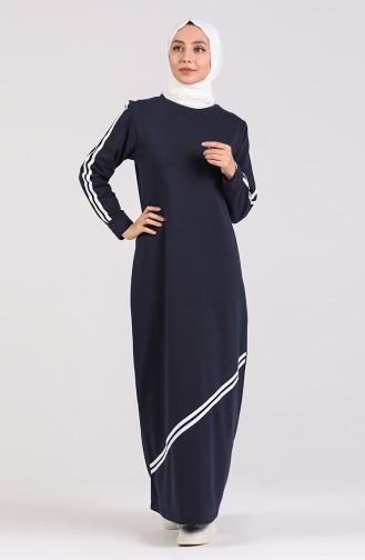 Şeritli Spor Elbise 3700-02 Lacivert