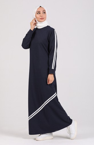 Striped Sports Dress 3700-02 Navy Blue 3700-02