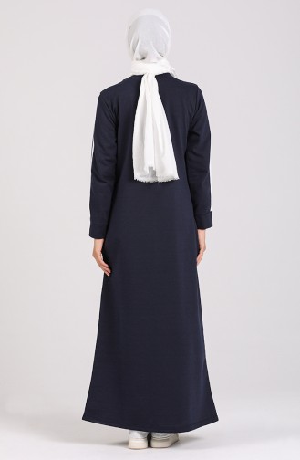 Dunkelblau Hijab Kleider 3700-02
