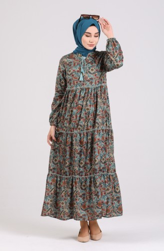 Knitted Printed Printed Dress 8149-04 Petrol 8149-04