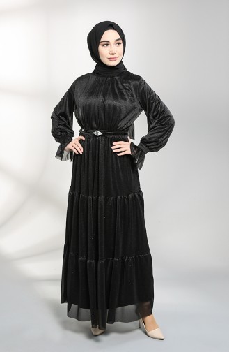 Schwarz Hijab Kleider 5351-03