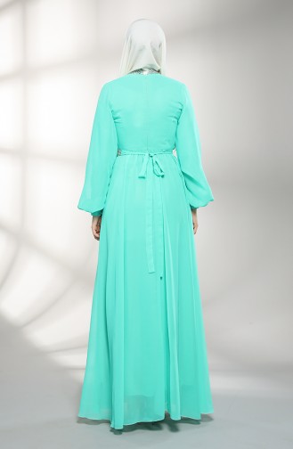 Belted Chiffon Evening Dress 5339-05 Green 5339-05