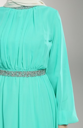 Belted Chiffon Evening Dress 5339-05 Green 5339-05