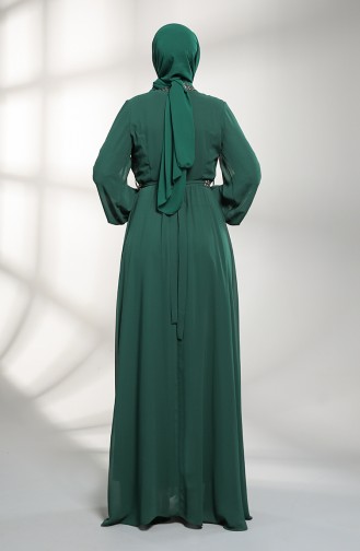 Belted Chiffon Evening Dress 5339-01 Emerald Green 5339-01